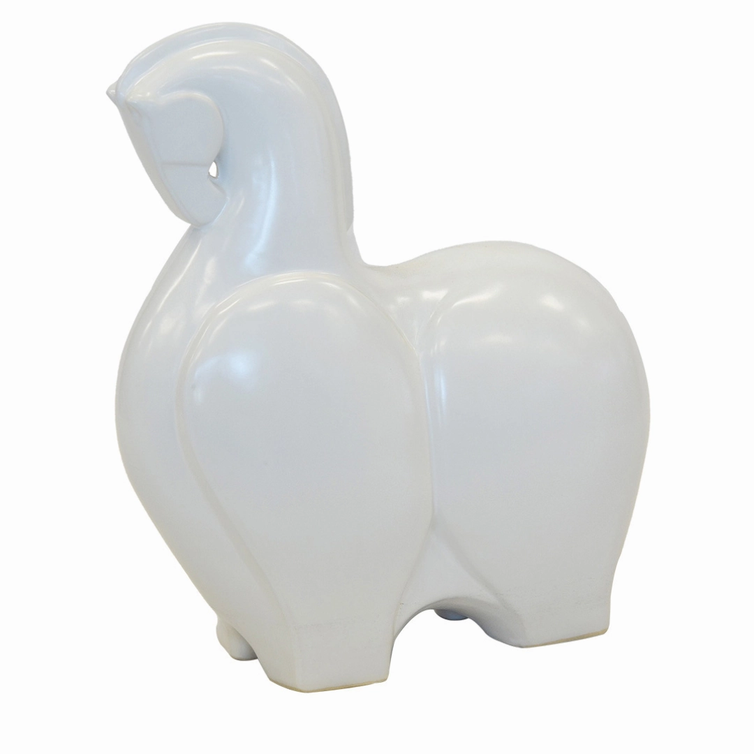 CERAMIC TROJAN HORSE STATUE WHITE (34CM (H) X 30CM X 12CM)