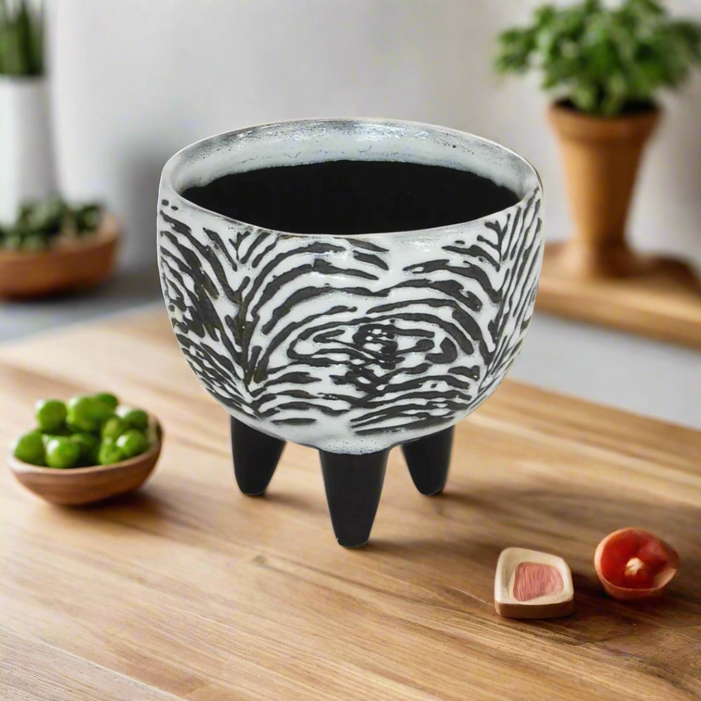 Ceramic zebra footed small