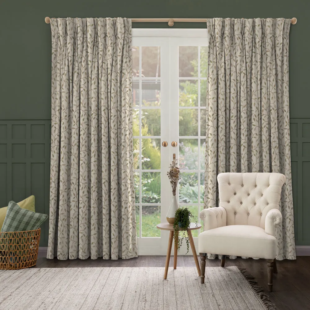 Cervino Woven Jacquard Made to Measure Curtains Lichen