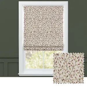 Cervino Woven Jacquard Made to Measure Roman Blinds Cream Aubergine chic floor carpet  