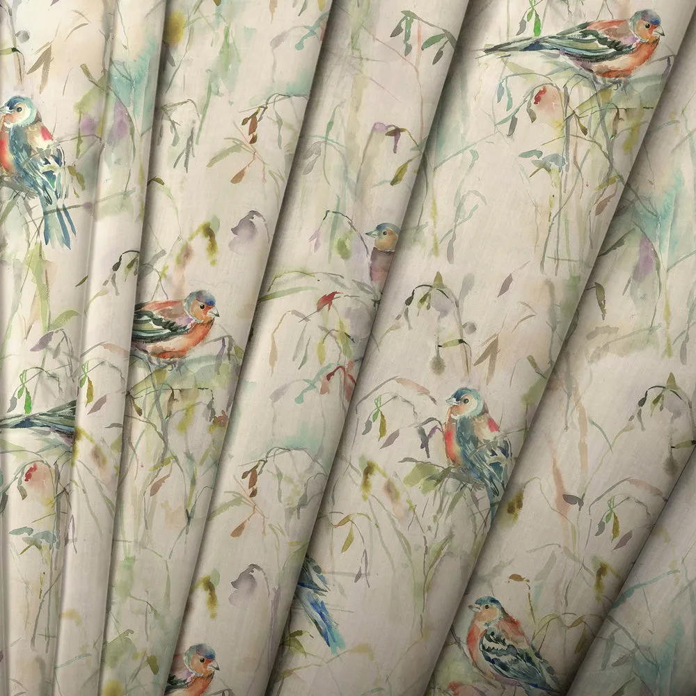 Chaffinch Printed Cotton Made to Measure Roman Blinds Natural