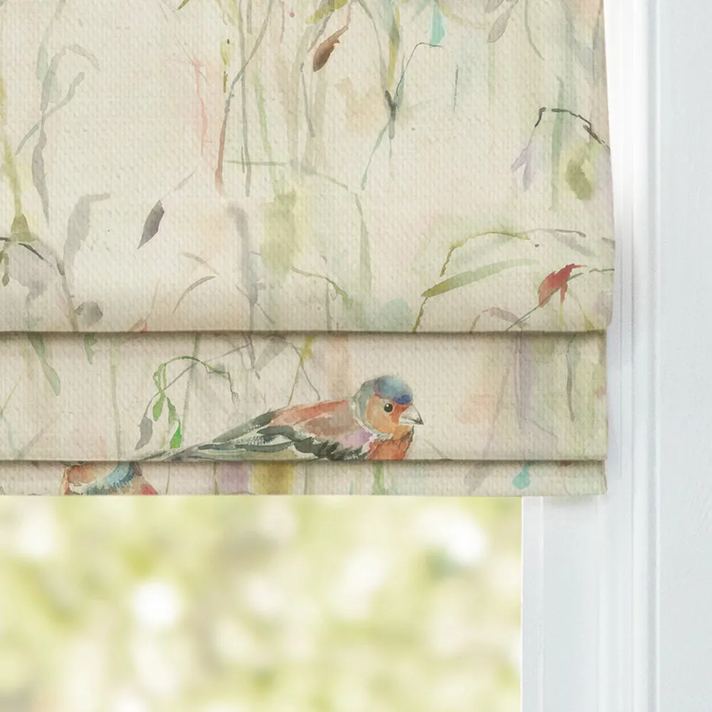 Chaffinch Printed Cotton Made to Measure Roman Blinds Natural