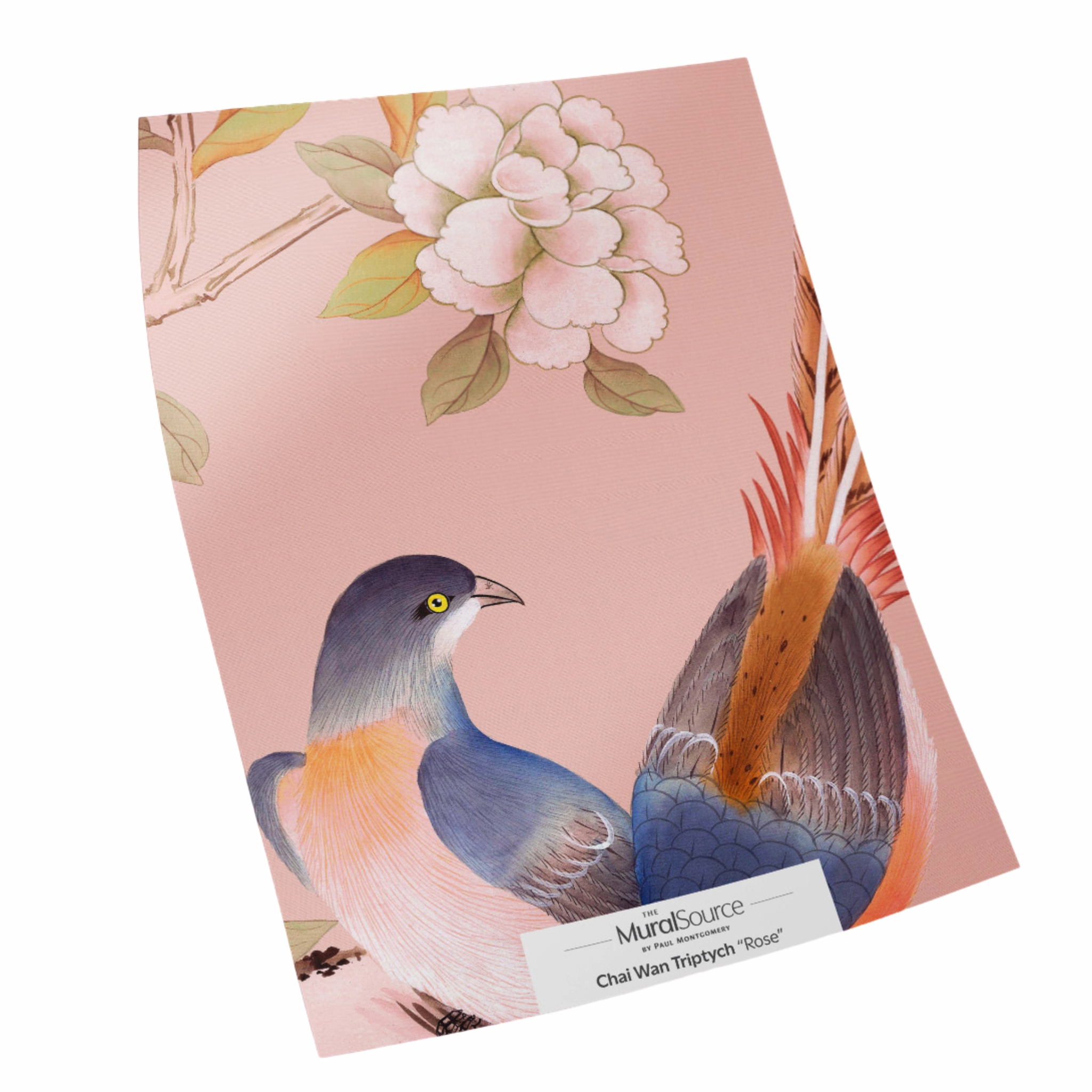 Chai Wan Triptych Chinoiserie Mural Wallpaper Panels in Rose