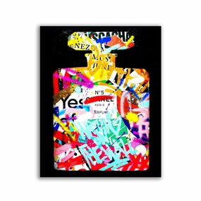 Chanel Bottle by RS Artist framed mural artwork