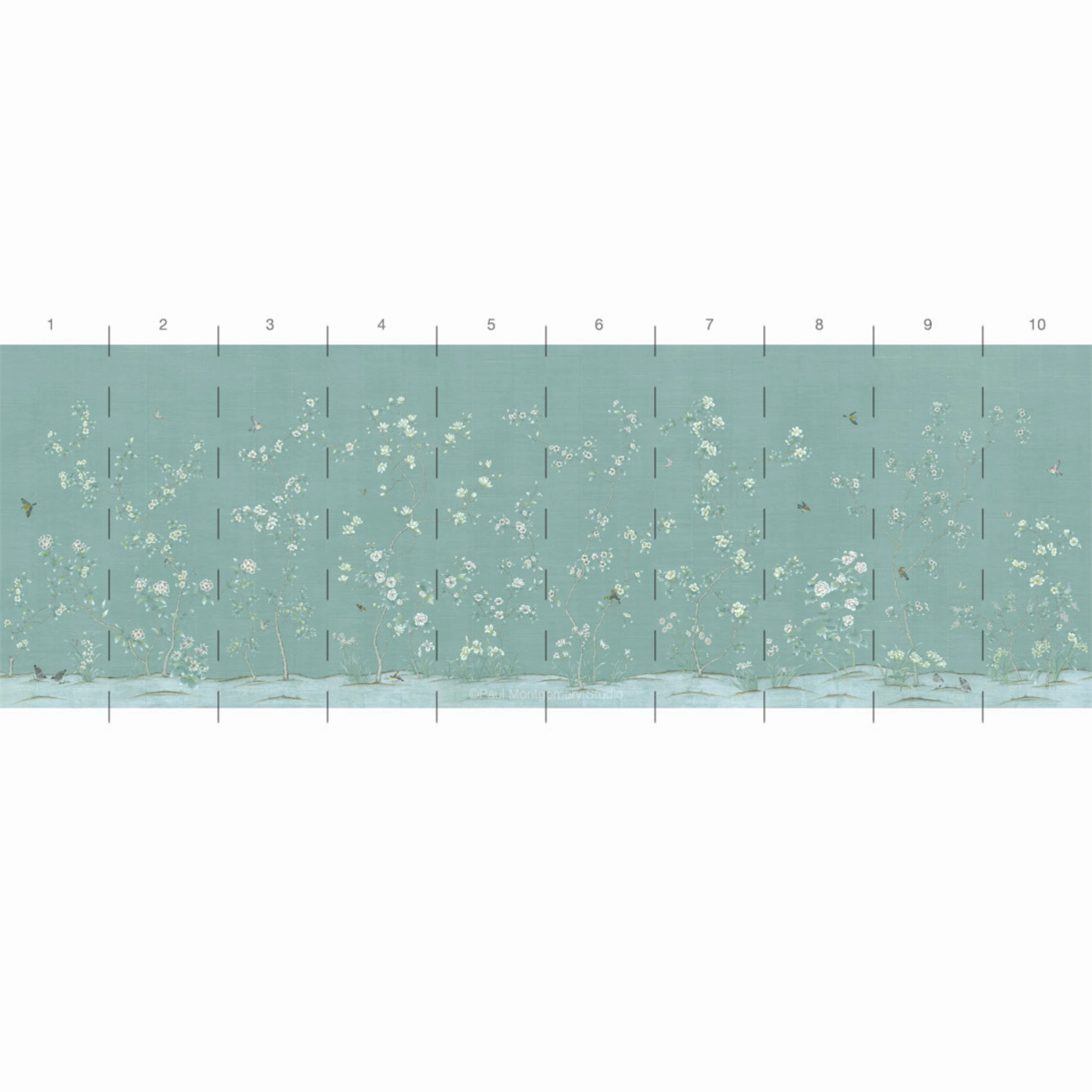 Chanteur Blue Chinoiserie Mural Wallpaper Panels