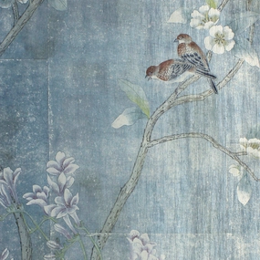 Chanteur Silver Chinoiserie Mural Wallpaper Panels paper wall covering