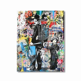 Chaplin Art No 2 by Banksy framed mural artwork