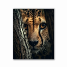 Cheetah Hiding by Zenzdesign framed mural artwork