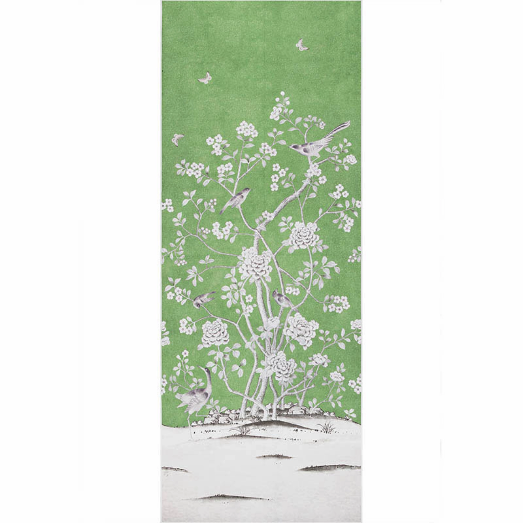 Chinois Palais Wallpaper Panel in Lettuce paper wall covering