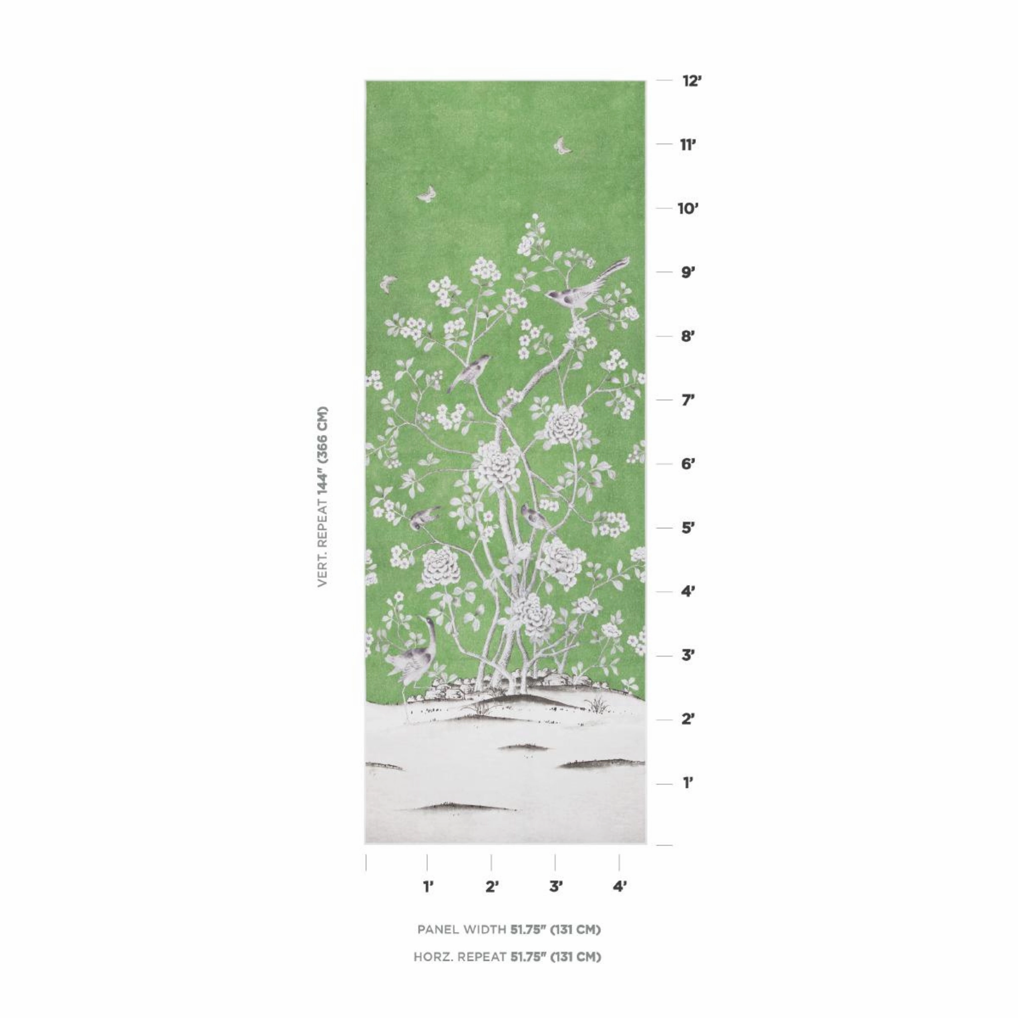Chinois Palais Wallpaper Panel in Lettuce