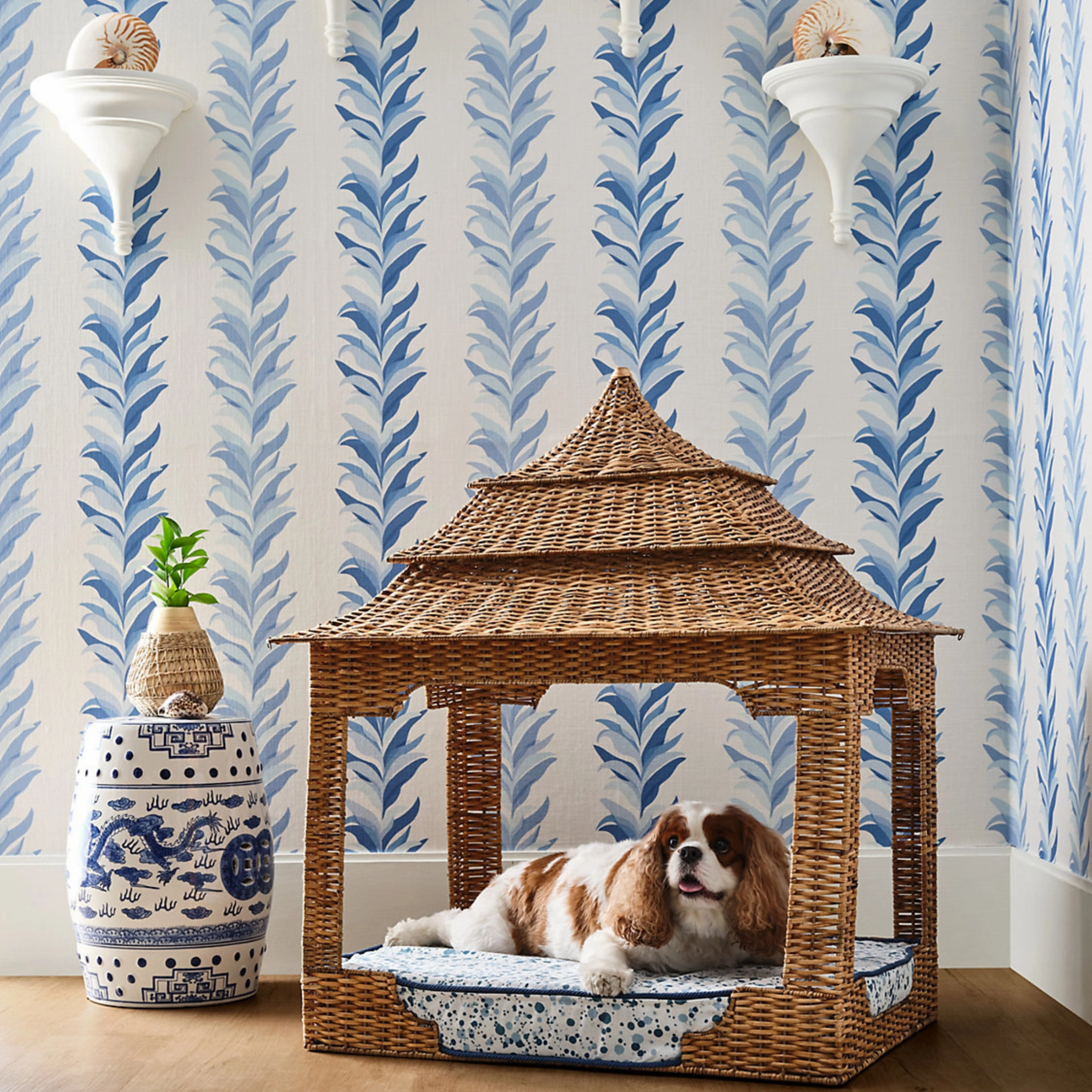 Chira Island Wallcovering in Blue Marine