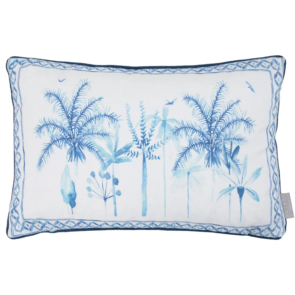 Chora Printed Piped Cushion Cobalt