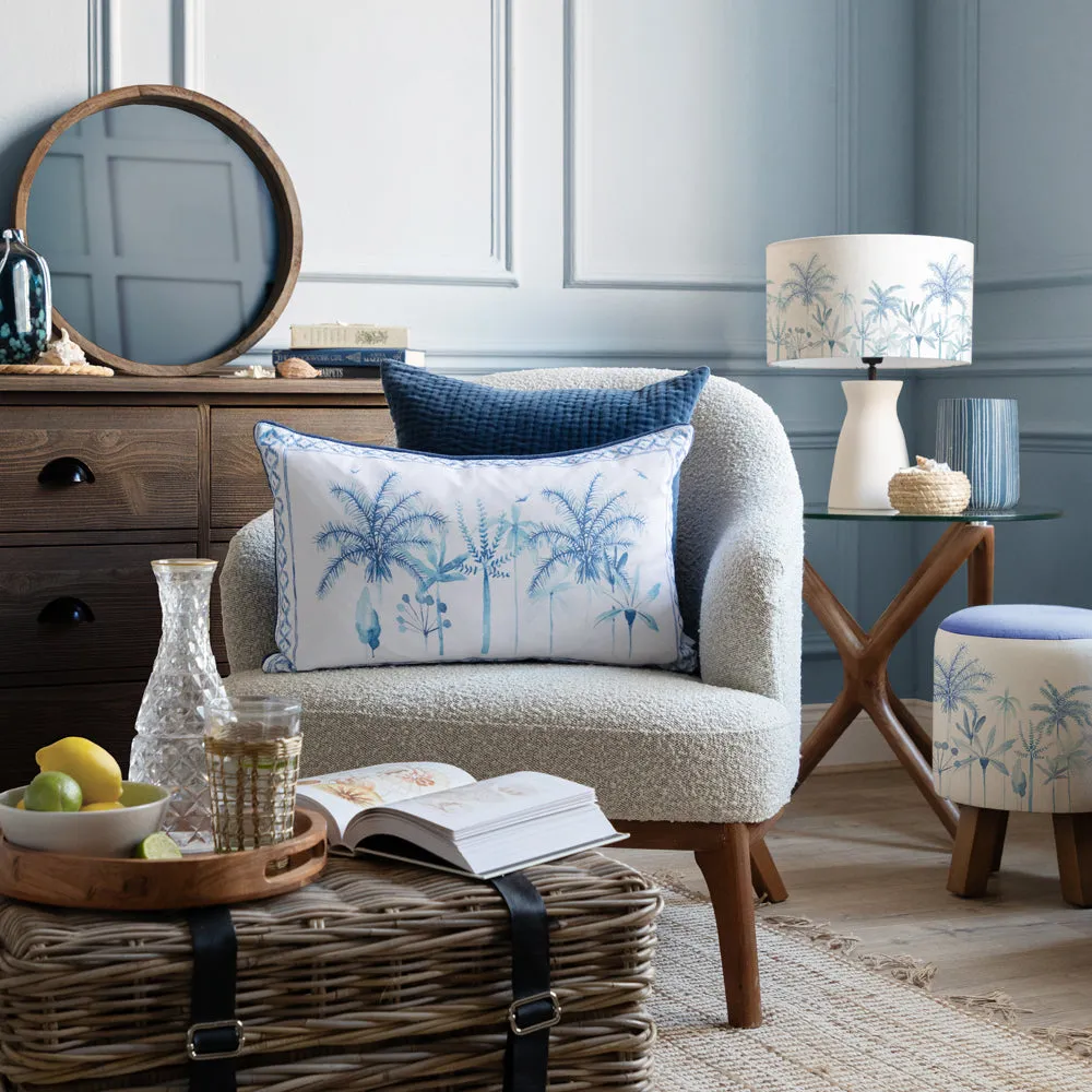 Chora Printed Piped Cushion Cobalt