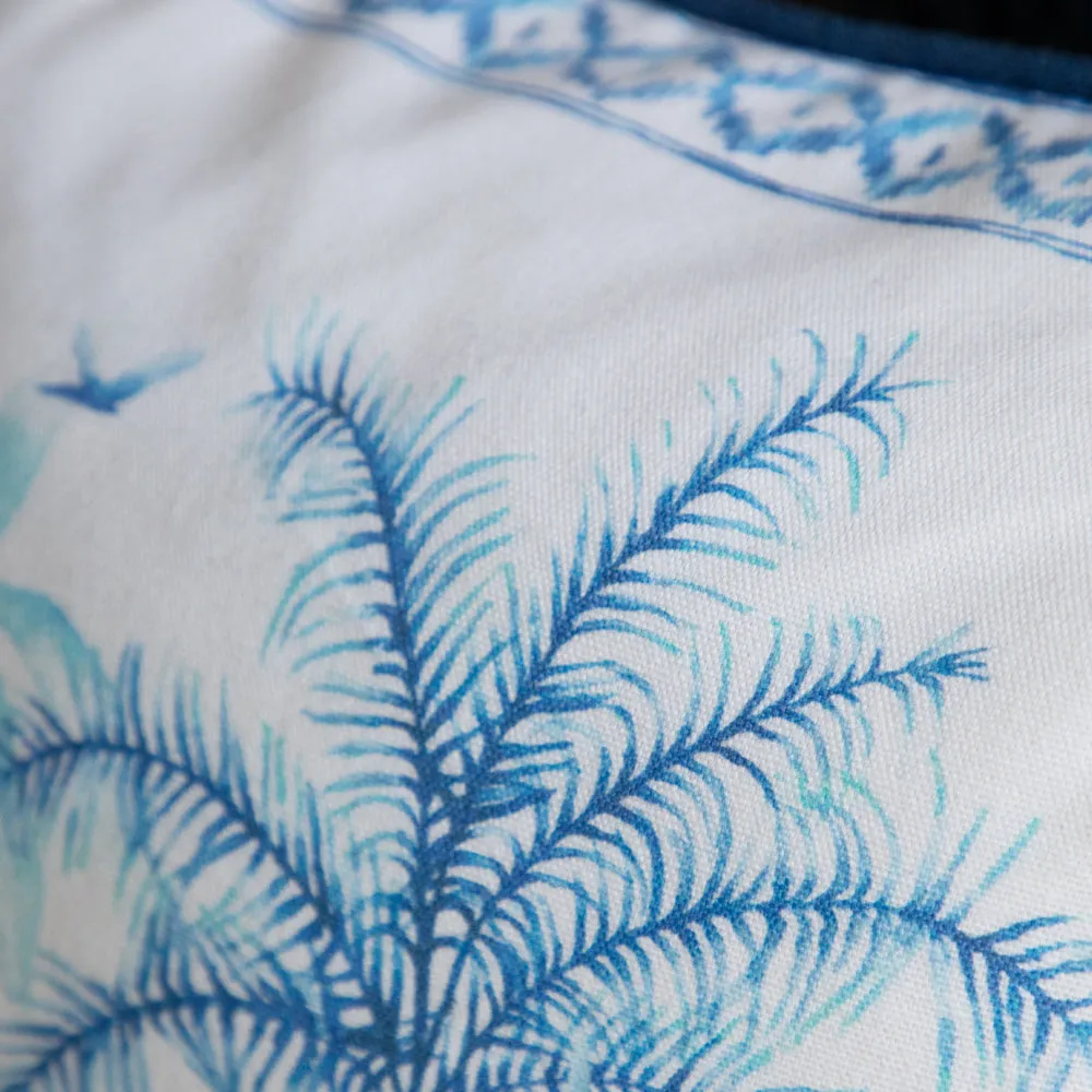 Chora Printed Piped Cushion Cobalt