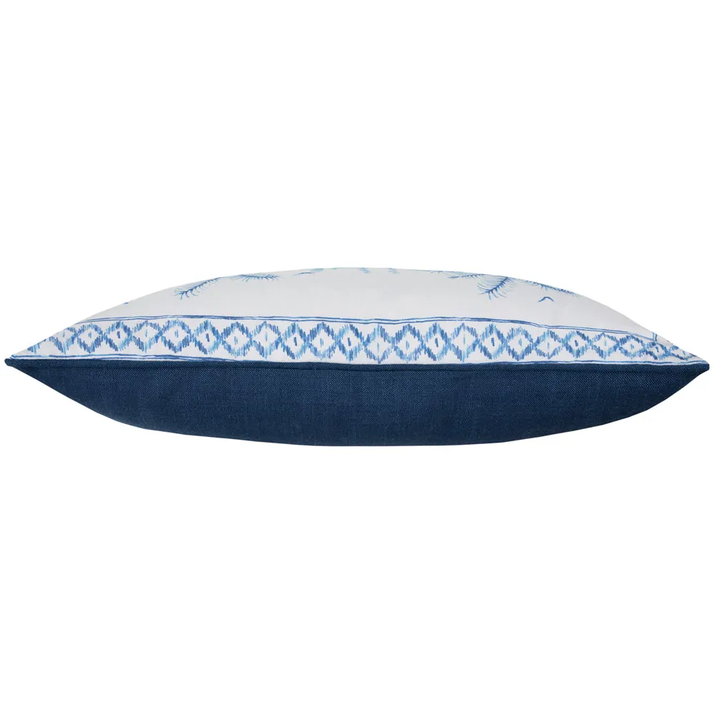 Chora Printed Piped Cushion Cobalt