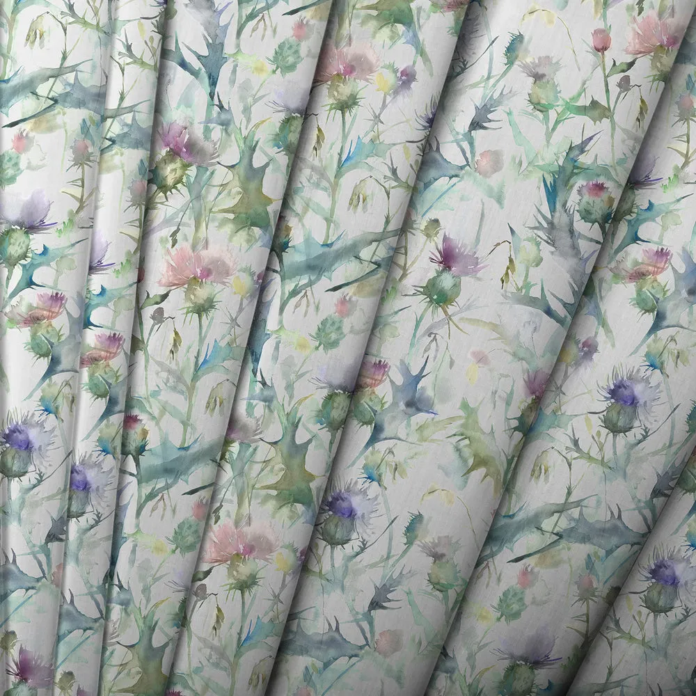 Cirsium Cream Printed Made to Measure Curtains Damson