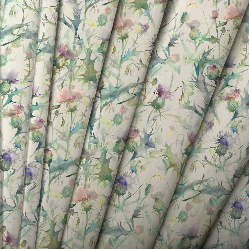 Cirsium Printed Cotton Made to Measure Roman Blinds Damson/Natural