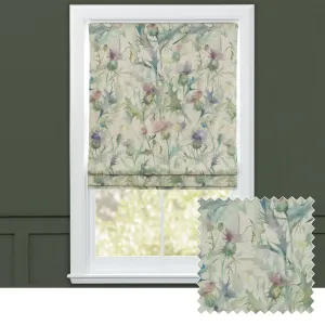 Cirsium Printed Cotton Made to Measure Roman Blinds Damson/Natural chic floor carpet  