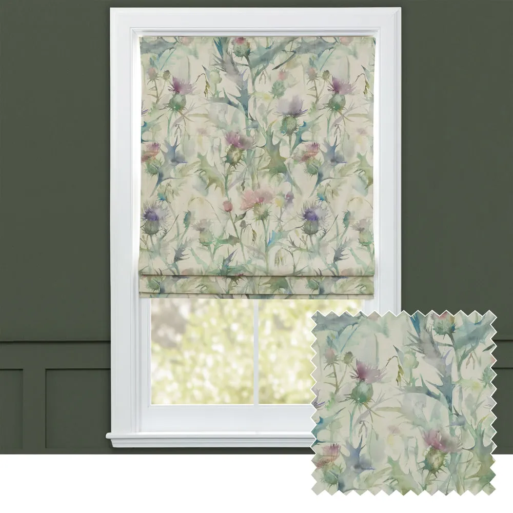 Cirsium Printed Cotton Made to Measure Roman Blinds Damson/Natural chic floor carpet  