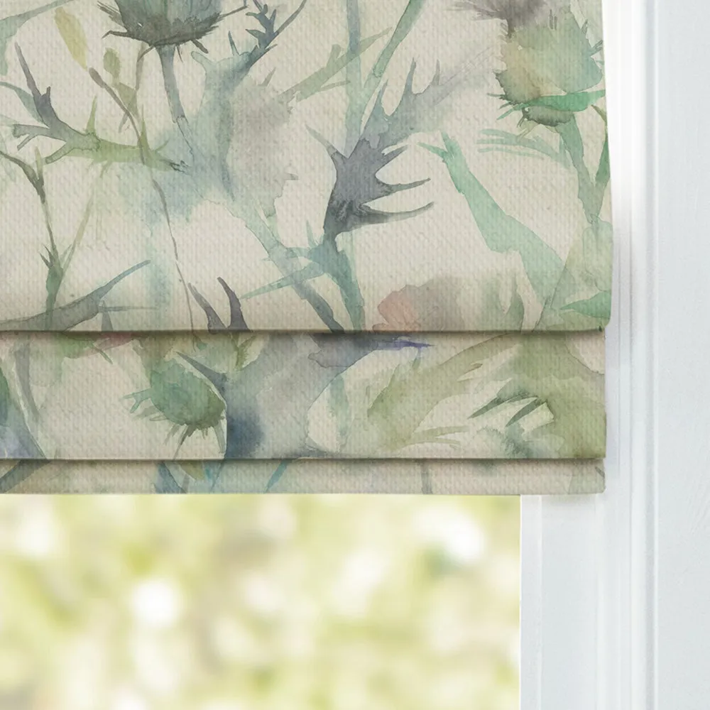 Cirsium Printed Cotton Made to Measure Roman Blinds Damson/Natural
