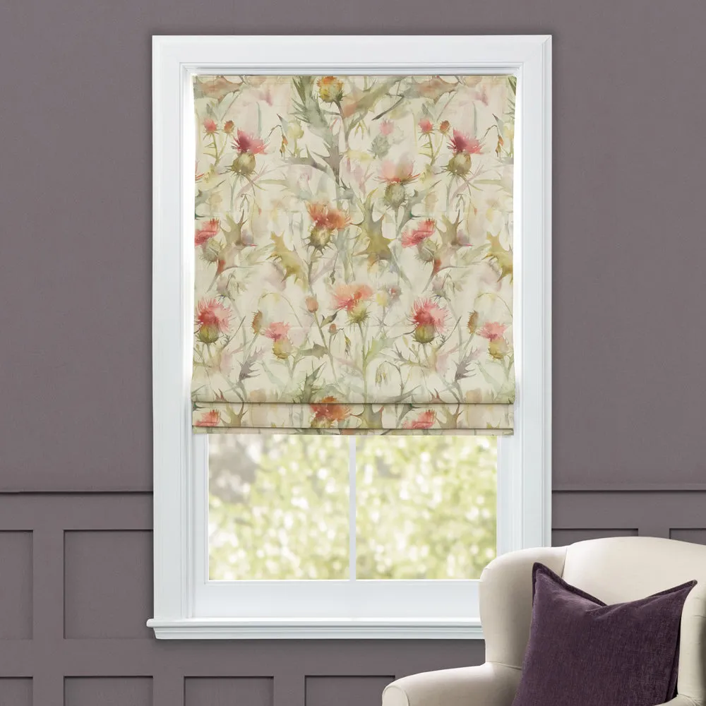 Cirsium Printed Cotton Made to Measure Roman Blinds Russett