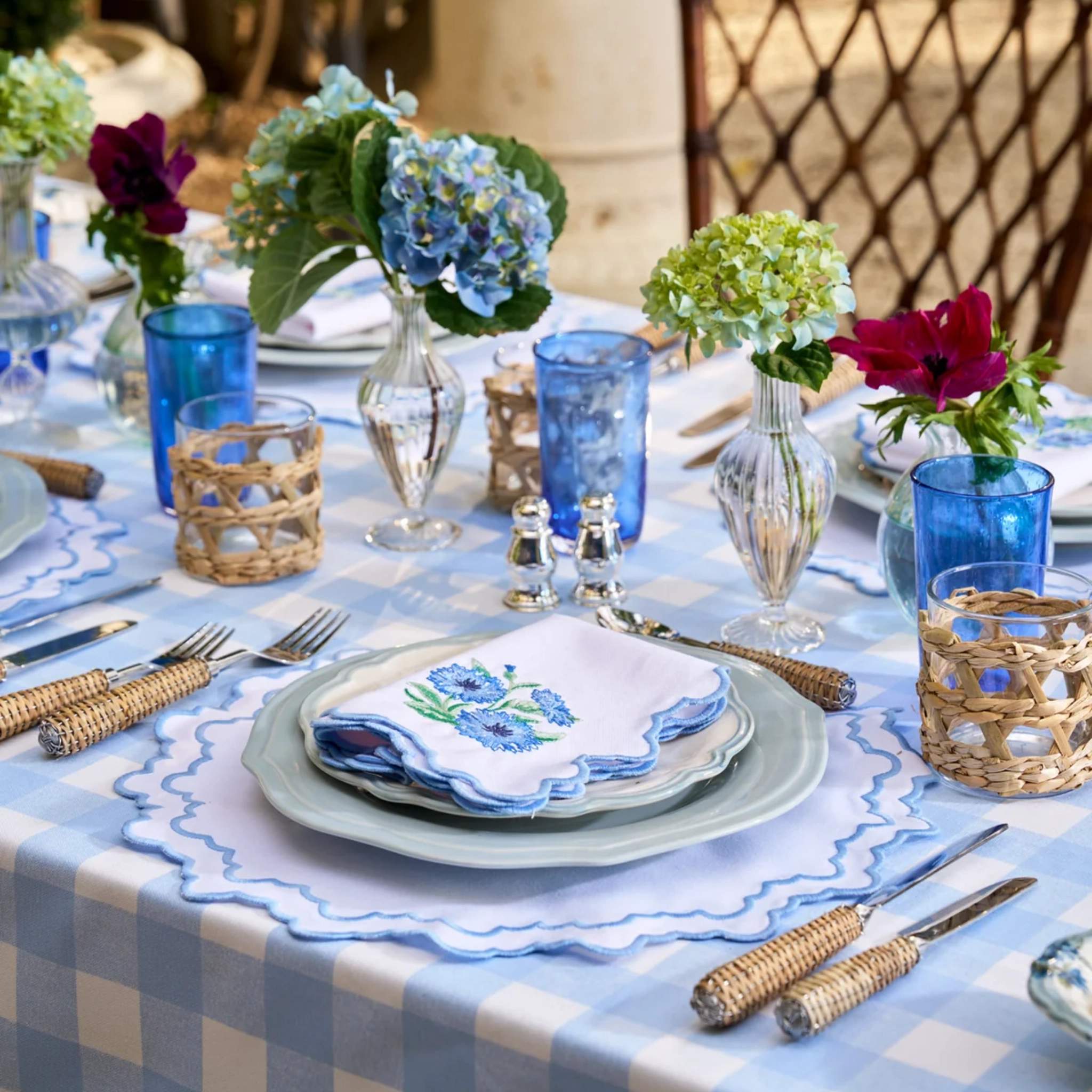 Classic Blue Gingham Tablecloth
