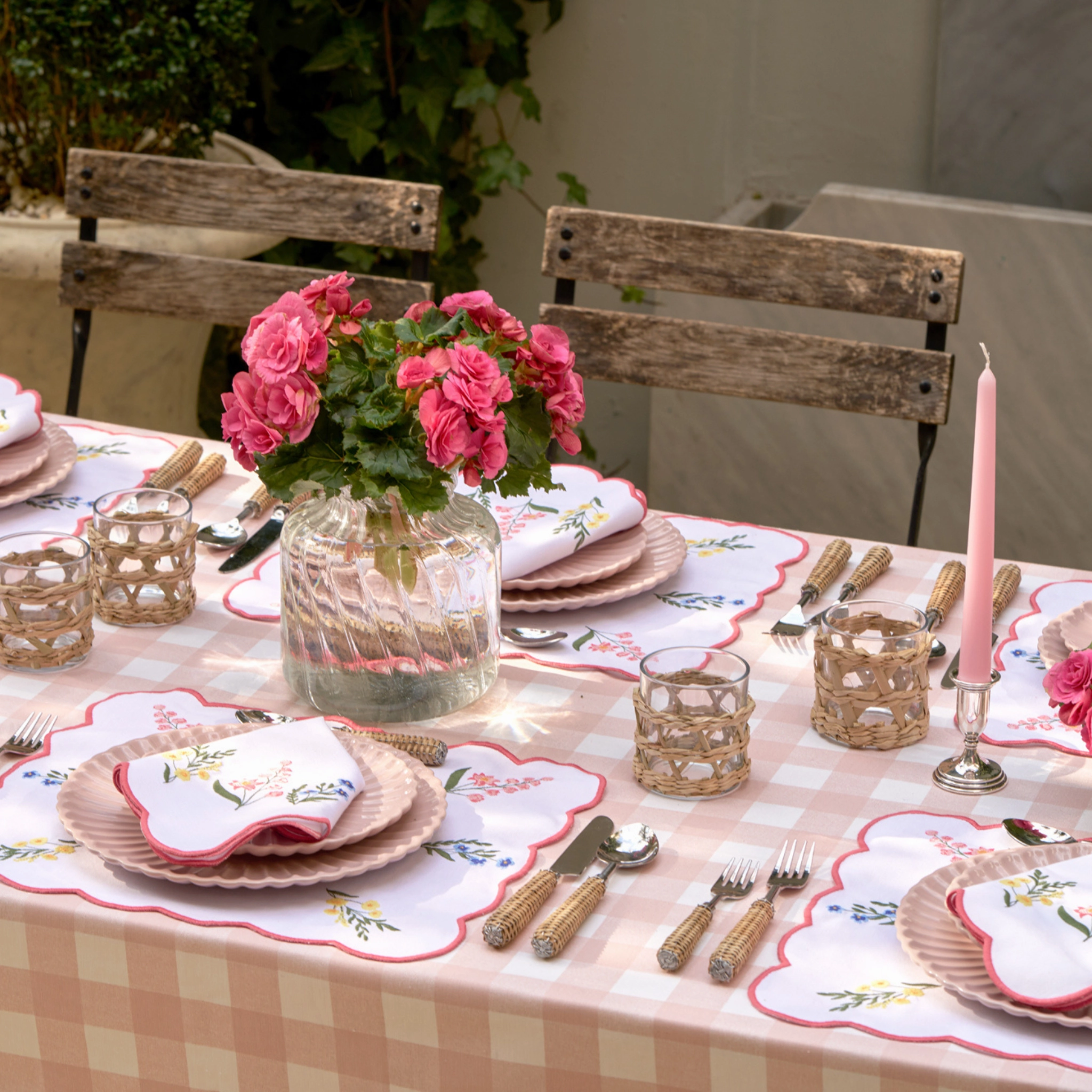 Classic Pink Gingham Tablecloth