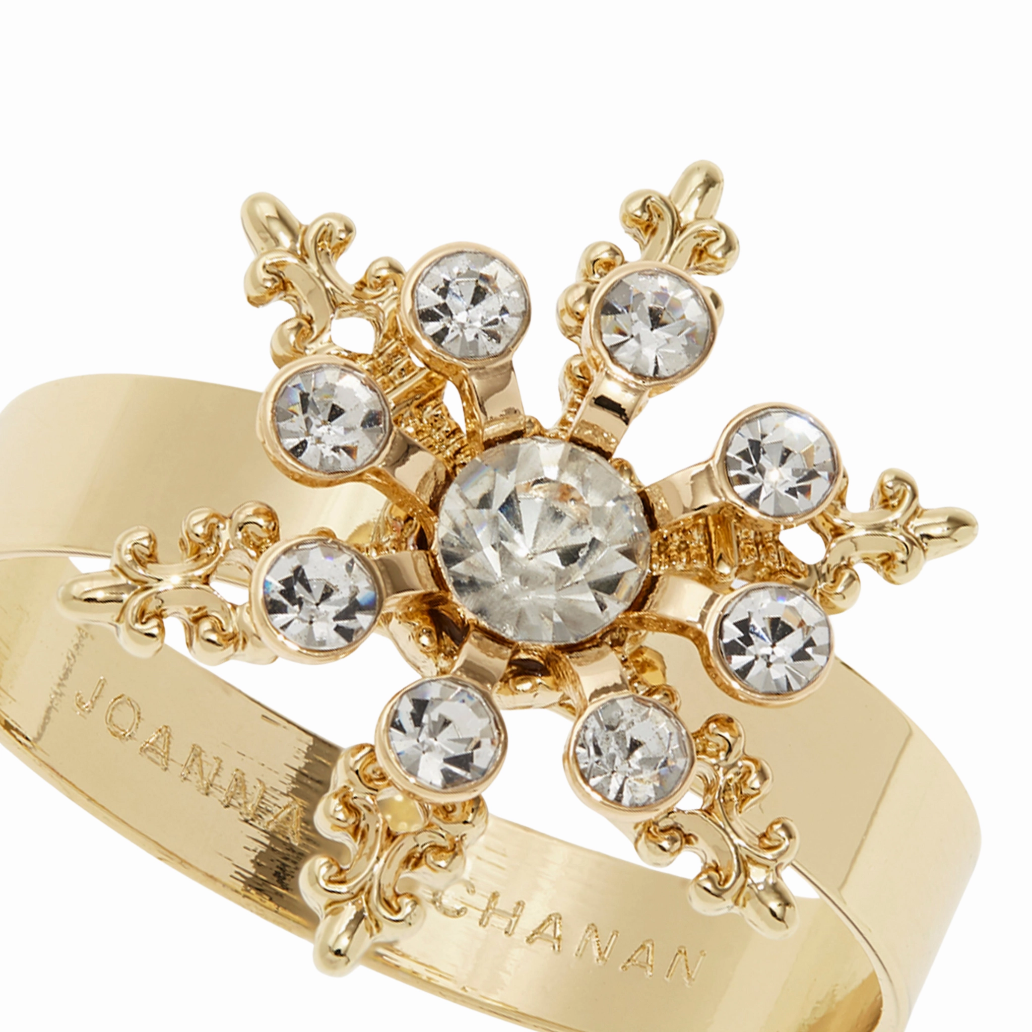 Classic Snowflake Skinny Napkin Rings, Crystal, Set of Four