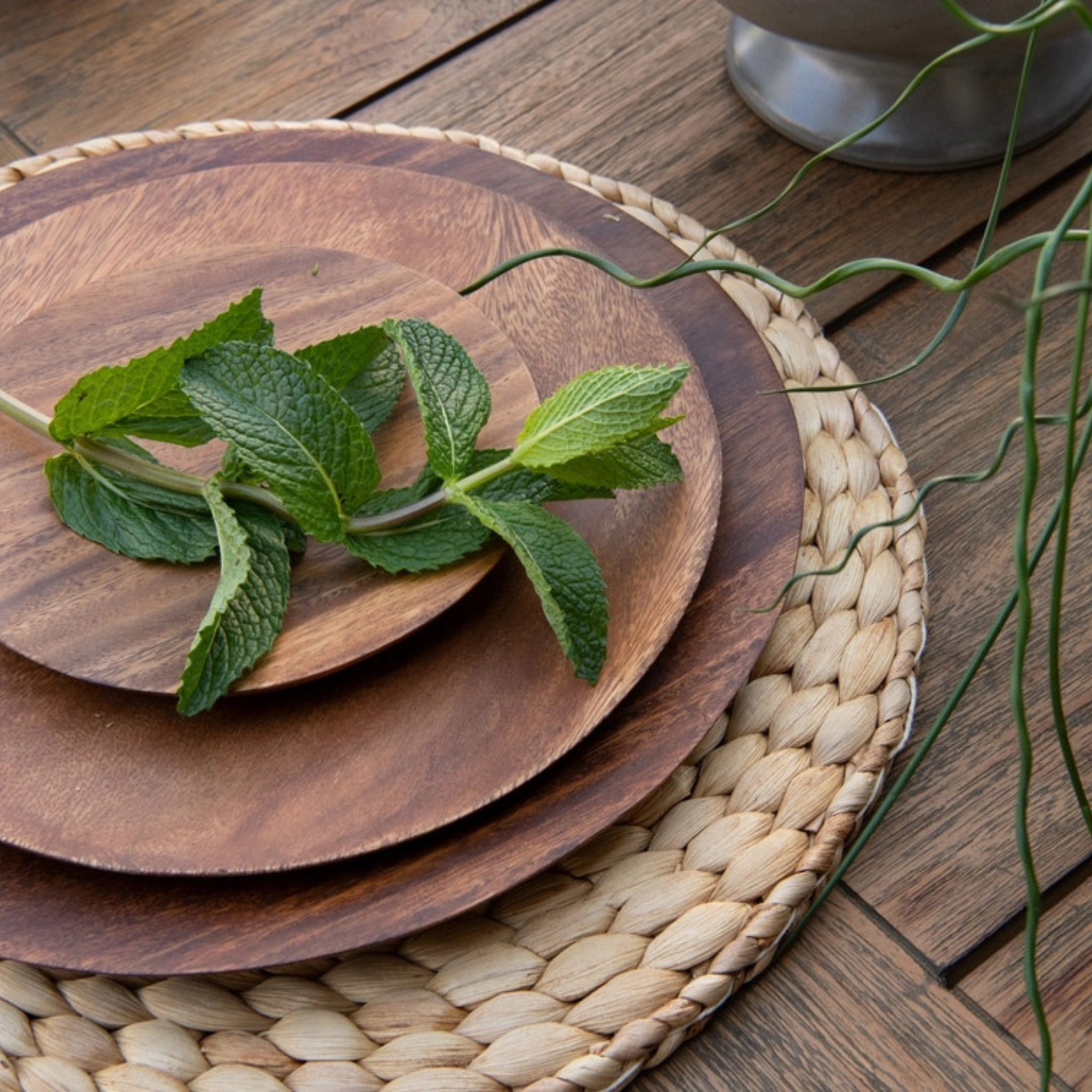 Clayton Round Natural Water Hyacinth Placemats, Set of 4