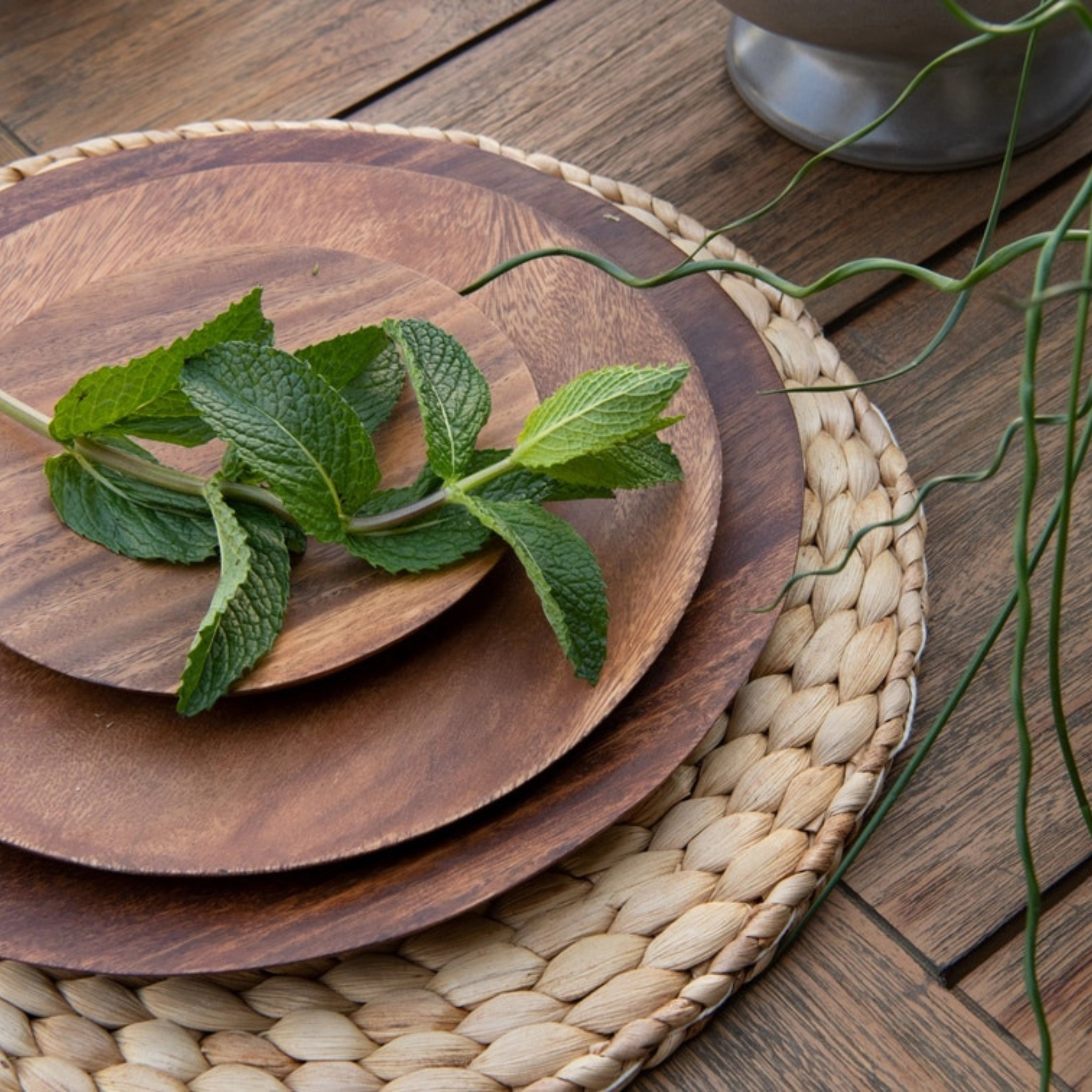 Clayton Round Natural Water Hyacinth Placemats, Set of 4