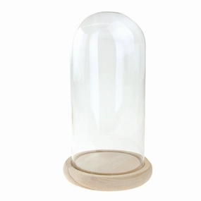 Clear Glass Dome Display with Wooden Base, 10-Inch wooden room decoration