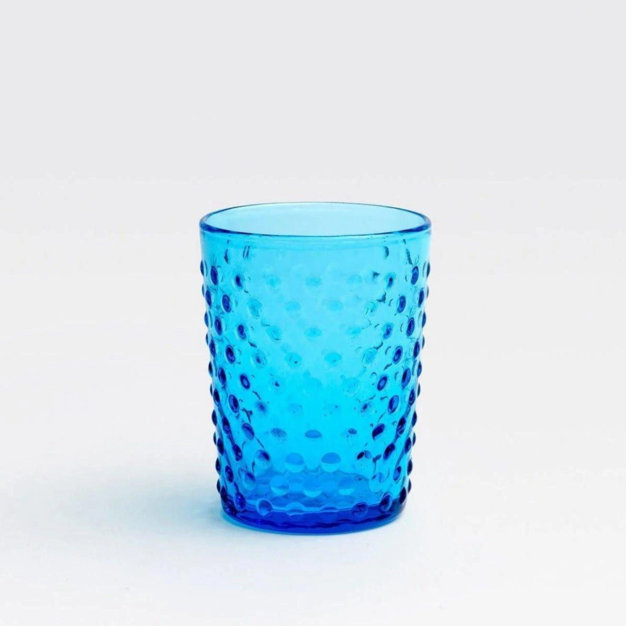 Clear Raised Dot Surface Hand Blown Glasses in True Blue
