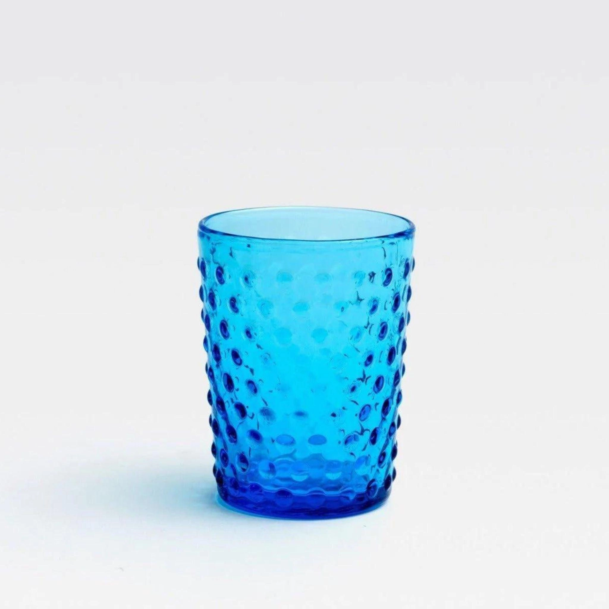 Clear Raised Dot Surface Hand Blown Glasses in True Blue