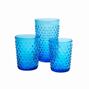 Clear Raised Dot Surface Hand Blown Glasses in True Blue cute desktop display