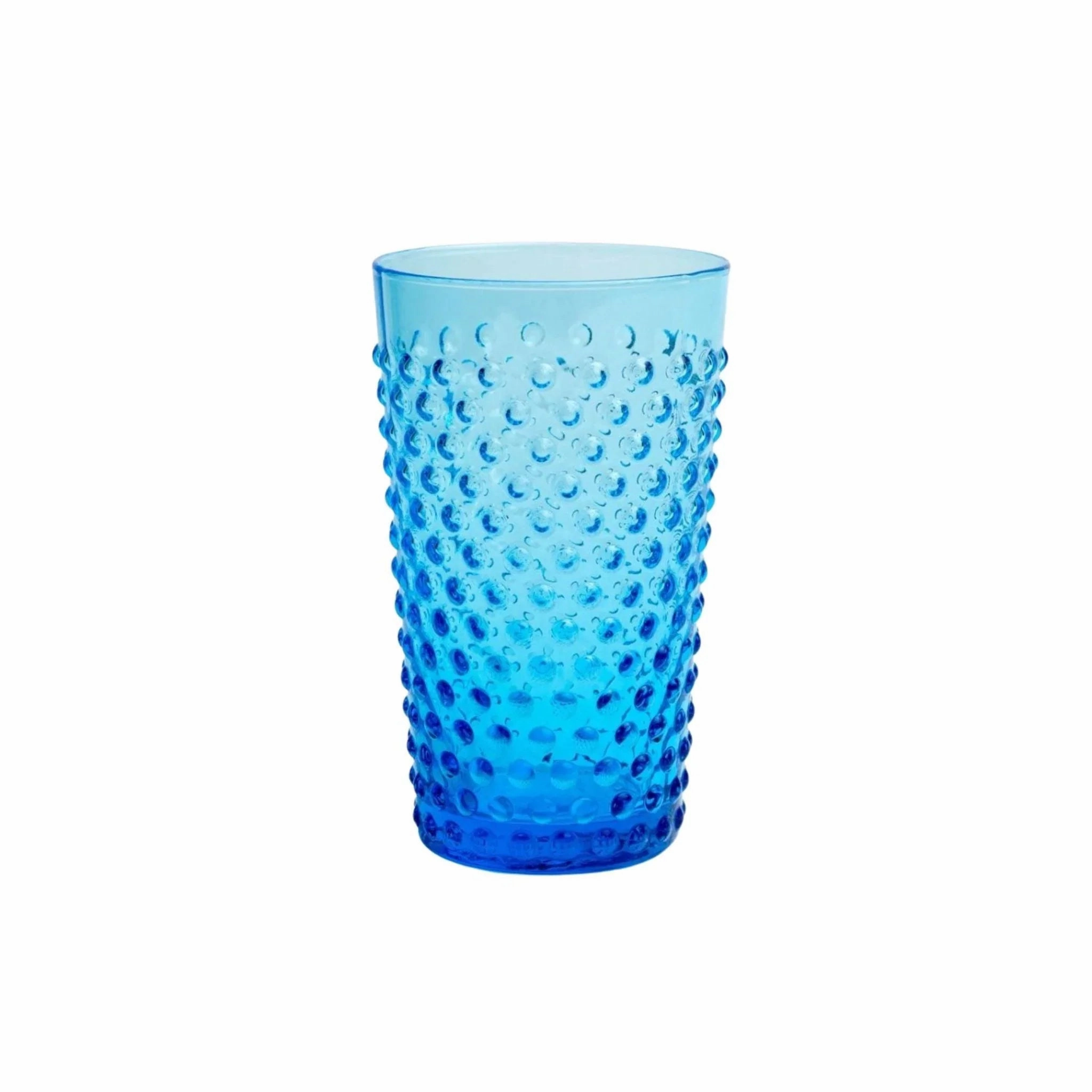 Clear Raised Dot Surface Hand Blown Glasses in True Blue