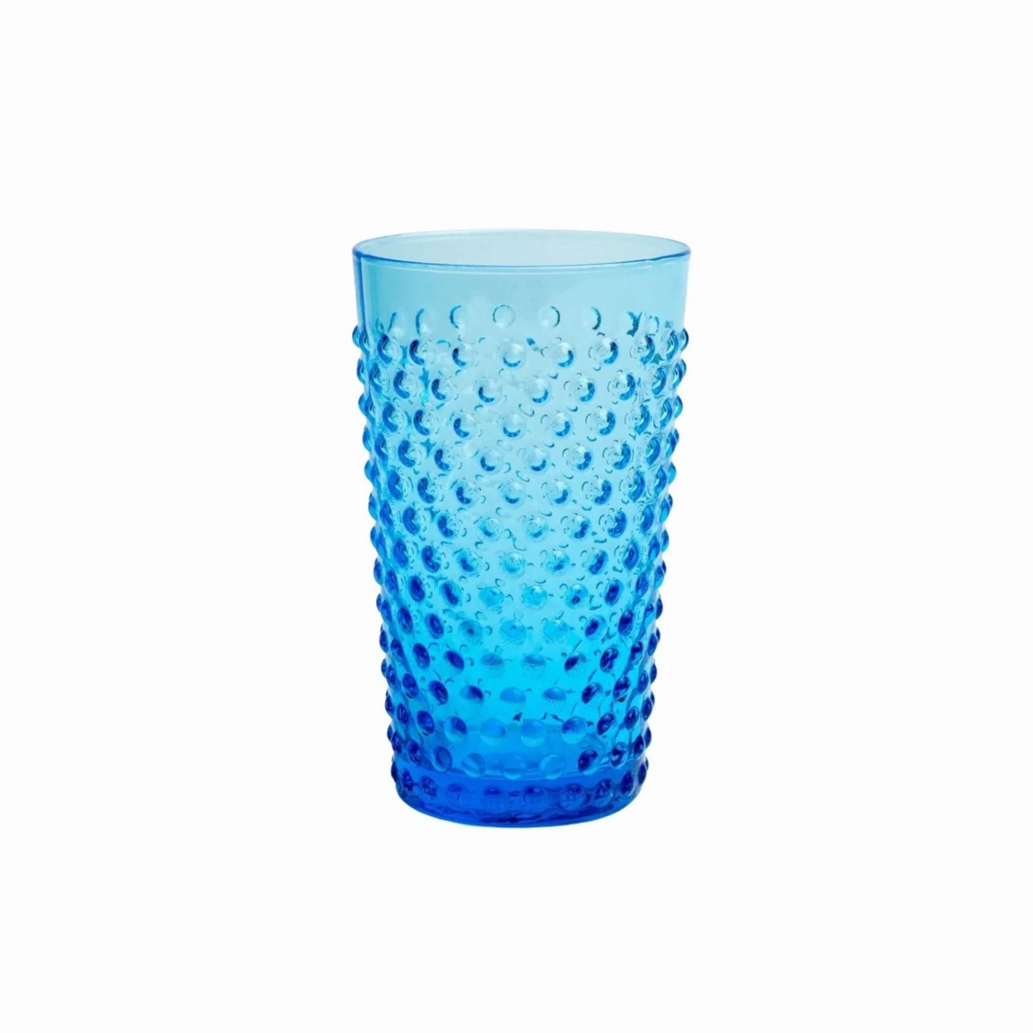 Clear Raised Dot Surface Hand Blown Glasses in True Blue
