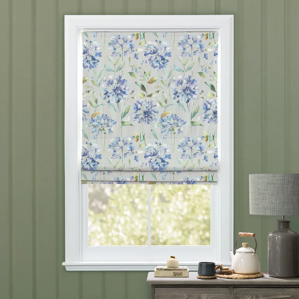 Clovelly Printed Cotton Made to Measure Roman Blinds Bluebell