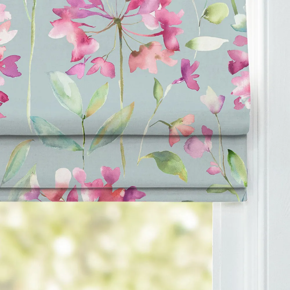 Clovelly Printed Cotton Made to Measure Roman Blinds Slate
