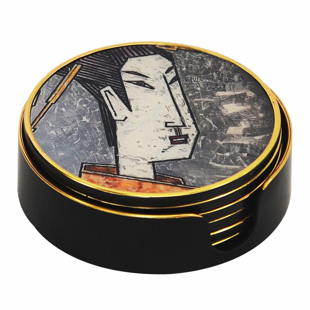 Coaster geisha girl grey set of 6