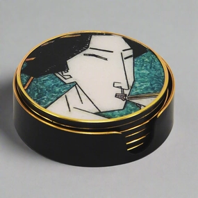Coaster geisha girl teal set of 6 decorative home ornament