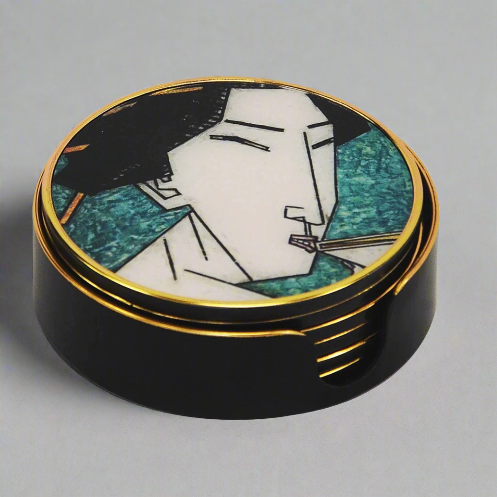 Coaster geisha girl teal set of 6 decorative home ornament
