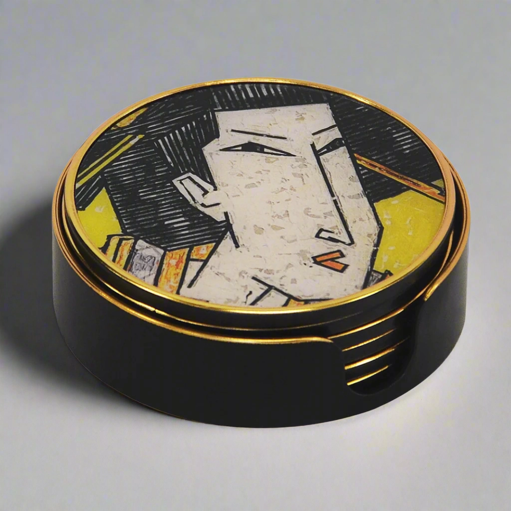 Coaster geisha girl yellow set of 6 decorative home ornament