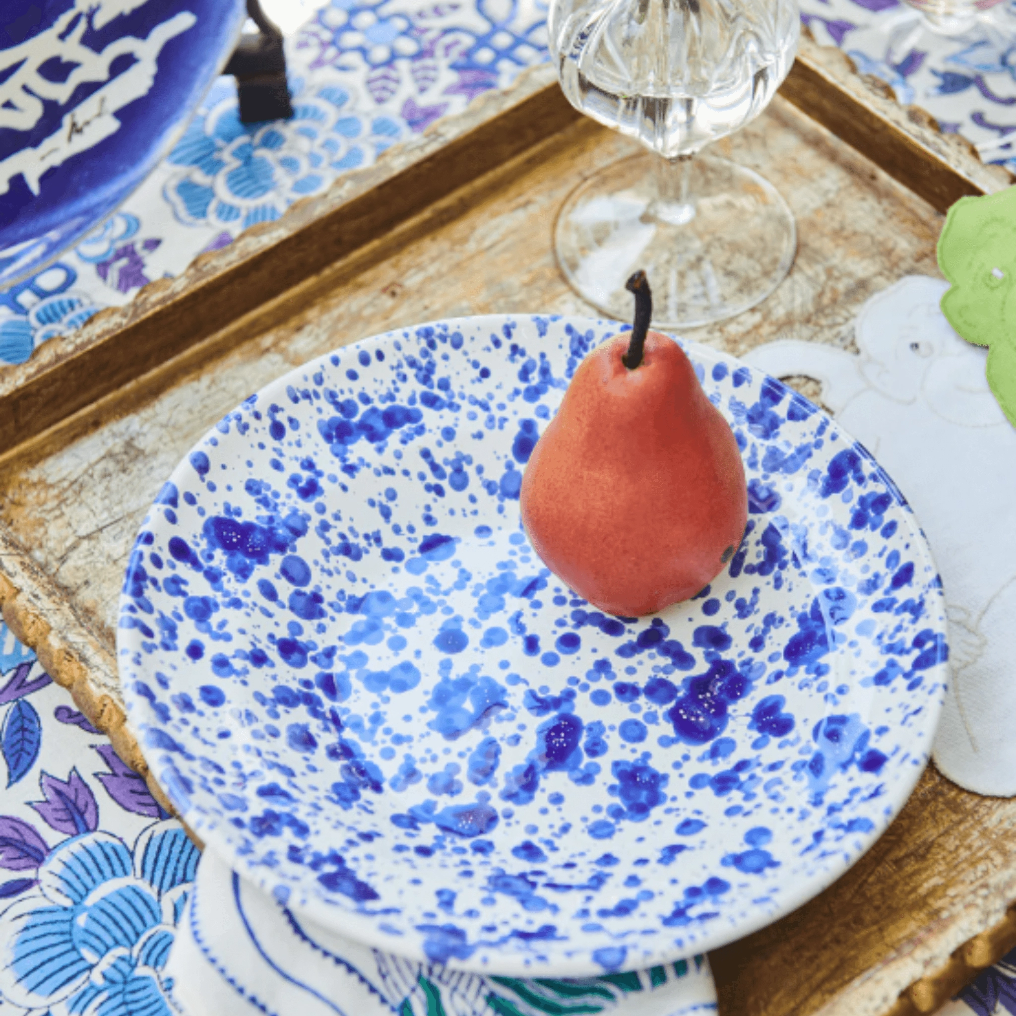 Cobalt Blue & White Ceramic Speckled Soup Bowl