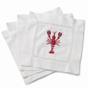 Cocktail Napkins in Red with Lobster Design, Set of 4 mini desktop sculpture