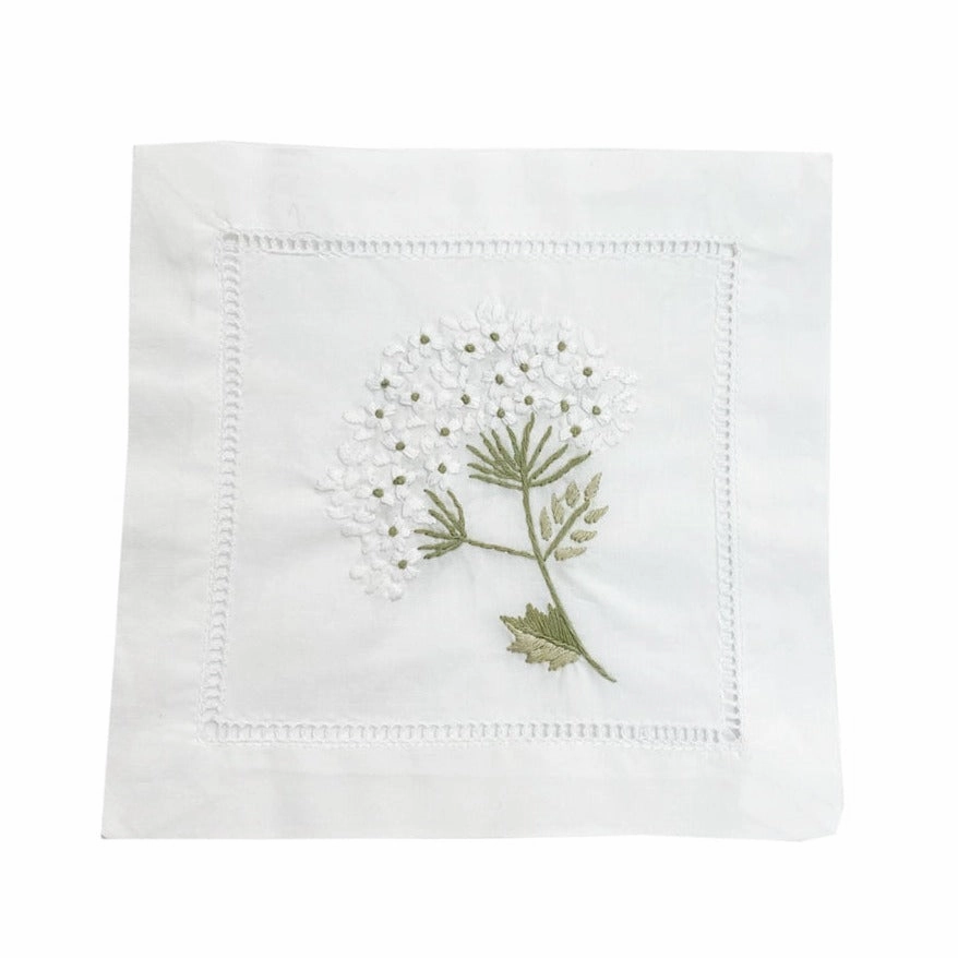 Cocktail Napkins in White with Hydrangea Design, Set of 4 cute desktop display