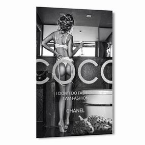Coco Fashion by Adrian Vieriu Silver on Acrylic framed mural artwork
