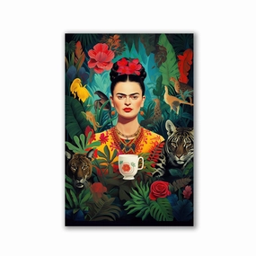 Coffee time with Frida Kahlo and Henri Rousseau by Frank Daske framed mural artwork