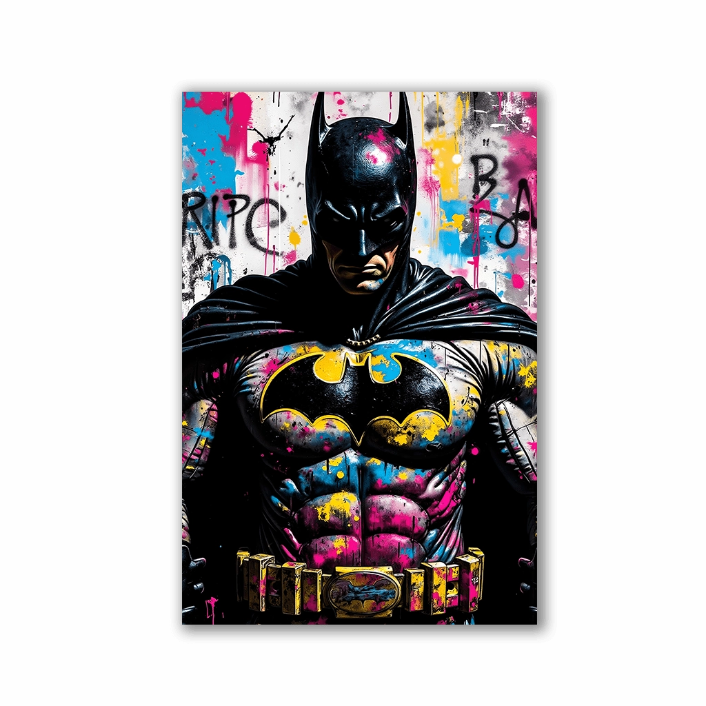 Colored Batman by Adrian Vieriu framed mural artwork