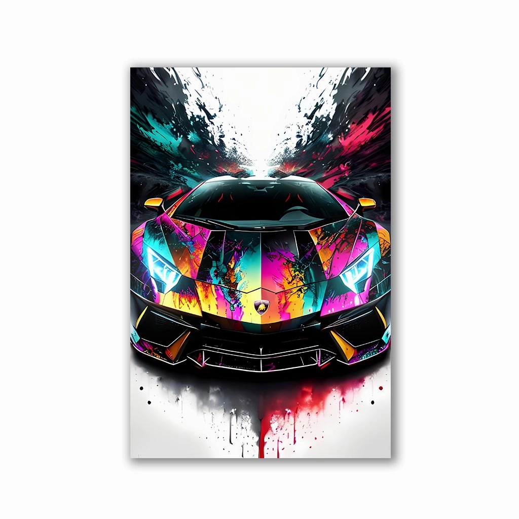 Colorful Lambo No1 by Adrian Vieriu framed mural artwork