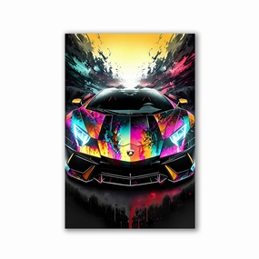 Colorful Lambo No2 by Adrian Vieriu framed mural artwork